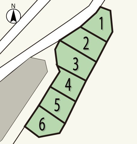 広島市安芸区中野6丁目　新築一戸建て(全6棟)の区画図