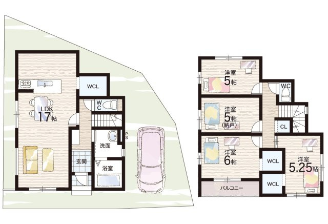 京都市西京区桂池尻町　第1期・第2期　新築一戸建ての間取り|1期1号地