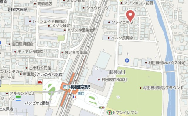 長岡京市東神足1丁目　中古戸建の地図