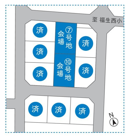 エムズガーデン福米東　 7号地分譲住宅の区画図|⑦号地会場の建物になります。