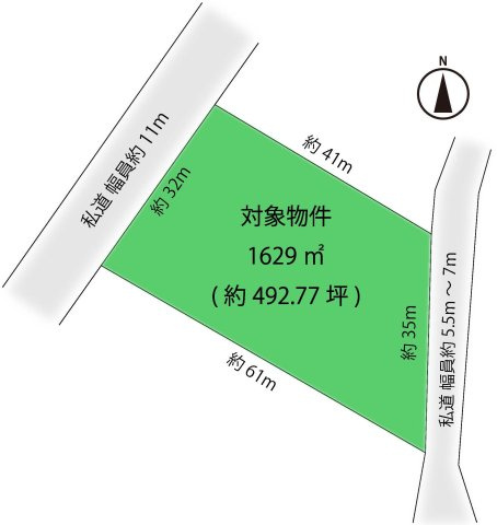 南軽井沢 レイクニュータウン別荘地 管理事務所至近の売土地の土地図