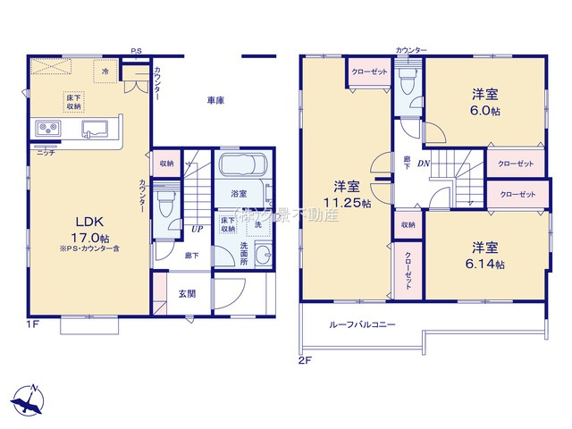 【間取り】 | 《仲介手数料無料》桜区大字神田564-11(全1戸)新築一戸建てブルーミングガーデン