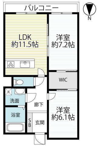 ◆室内リノベーション済み美室◆４沿線利用可◆南向きバルコニー◆周辺施設充実◆ハイツ伏見桃山の間取り