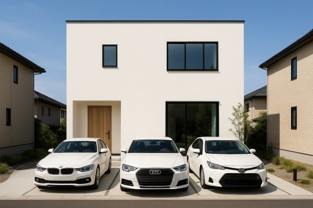 【建築条件付き土地】サン・タウン楠葉丘の外観パース|D号地（113.81㎡）
 【奥行きのある使いやすい区画】
プライバシーを確保しやすく、南側を活かしたリビング設計が映える区画です。