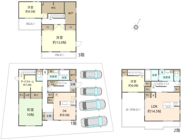 日進市藤島町長塚戸建の間取り|4LDDKK＋納戸