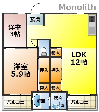 ビレッジハウス葛ノ葉4号館の間取り