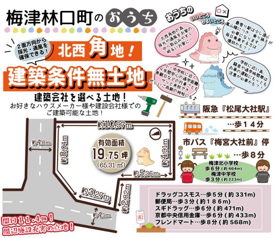 梅津林口町　条件無土地の区画図
