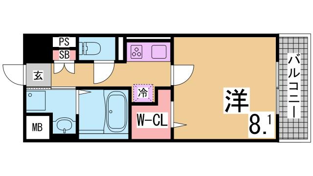 神戸市須磨区行幸町４丁目の賃貸マンションの間取り
