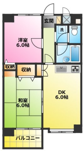 カピトール川崎１の間取り|振り分け２ＤＫタイプのお部屋です♪