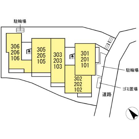 川崎市多摩区中野島２丁目のアパートの区画図