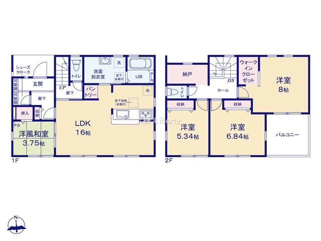第1常総市向石下　新築戸建　1号棟の間取り