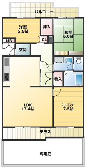 【間取り】 | パークハイツ平尾山荘31号棟