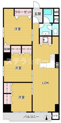 新大阪第1ダイヤモンドマンションの間取り|3LDK