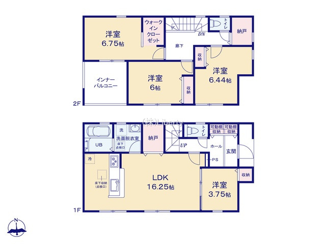 第1常総市向石下　新築戸建　2号棟の間取り