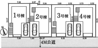 【区画図】 | 【仲介手数料無料！！】川崎市麻生区多摩美1丁目　新築戸建て（全4棟）2号棟　4480万円 | 区画図