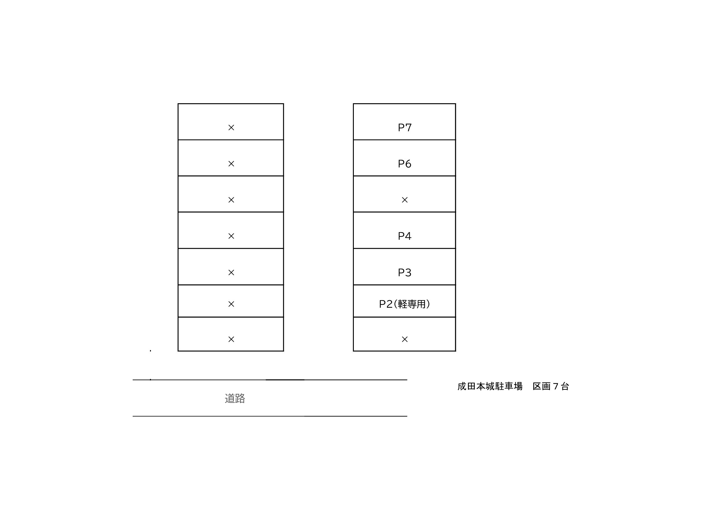 成田本城駐車場の区画図