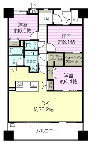 エルヴェール神戸本山アーバンライフの間取り|専有面積79.43㎡、