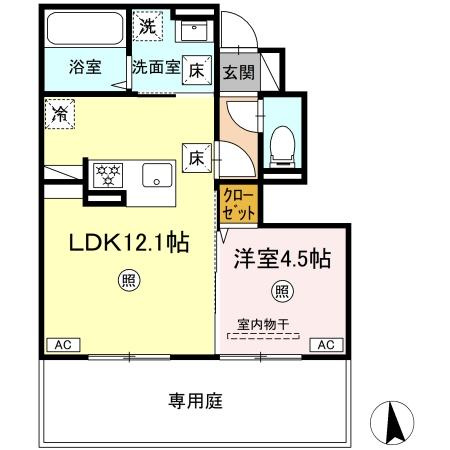 熊本市南区御幸笛田１丁目のアパートの間取り
