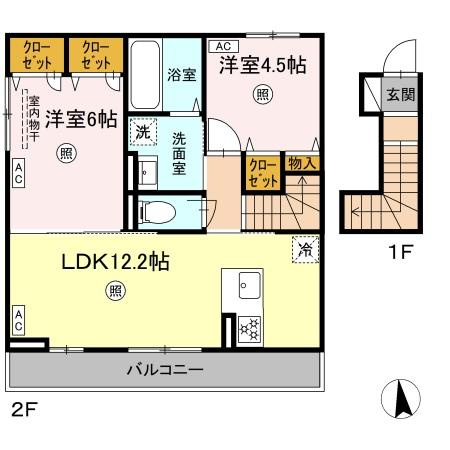 熊本市南区御幸笛田１丁目のアパートの間取り