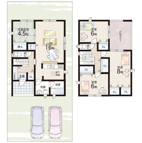 紀の川市下井阪　第3期　新築一戸建ての間取り