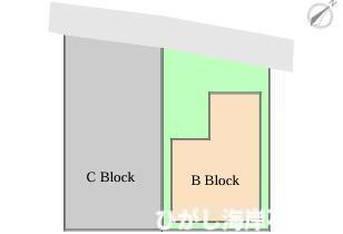茅ヶ崎市今宿　新築戸建　全２棟の区画図|対象地はB棟です