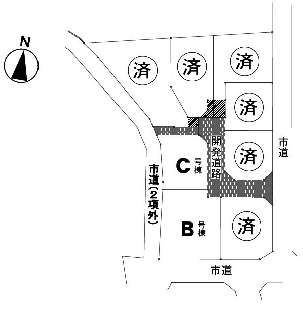 坂戸市西坂戸　建築条件なし売地　東武越生線『川角駅』バス5分　【城山小学区】の土地図