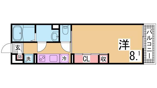 神戸市兵庫区駅南通３丁目の賃貸マンションの間取り