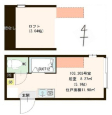 江戸川区南小岩７丁目のアパートの間取り