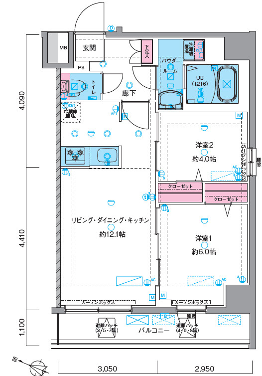 江戸川区瑞江１丁目の賃貸マンションの間取り