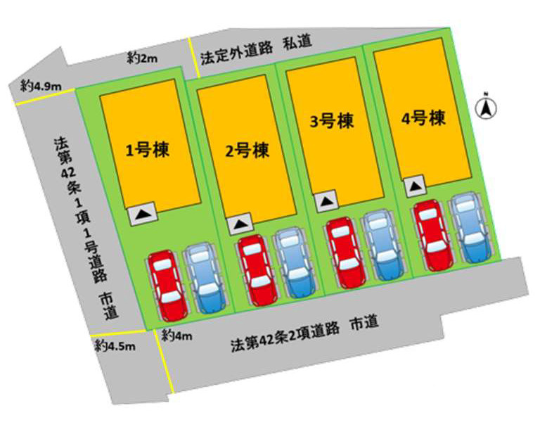 よかタウン／中央区琴平1丁目1期／2号棟の区画図|琴平1丁目4棟完成しました！お好きなデザインをお選び下さい♪