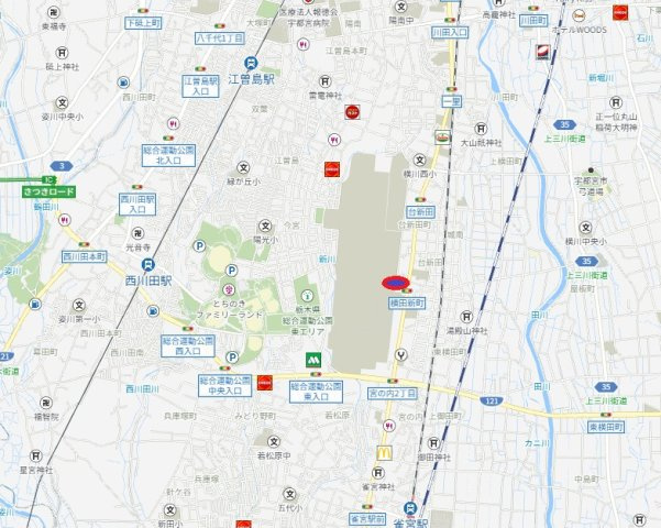 宇都宮市上横田町　土地の地図