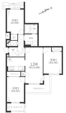 本厚木リバーサイドマンション参番館の間取り