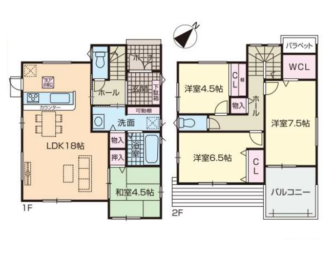 【間取り】 | 糟屋郡第1宇美町神武原1丁目　2号棟（全3棟）【仲介手数料無料・0円】 | 平日、土日祝日もお好きな日時にご見学可能です。お気軽にお問合せ下さい。