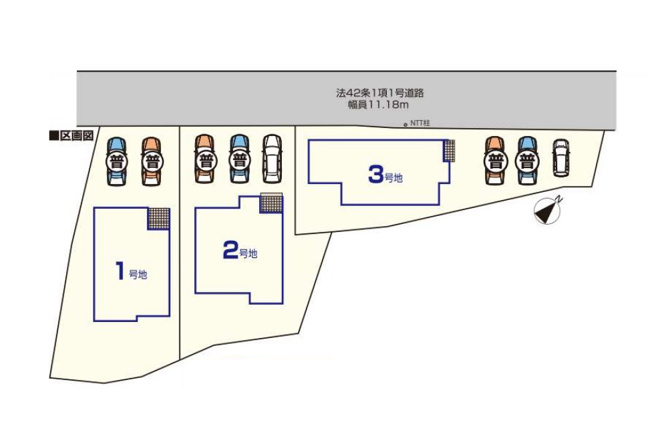 【区画図】 | 糟屋郡第1宇美町神武原1丁目　2号棟（全3棟）【仲介手数料無料・0円】 | 区画図です。2号棟