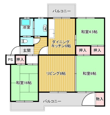 近鉄東生駒ガーデンハイツI棟の間取り