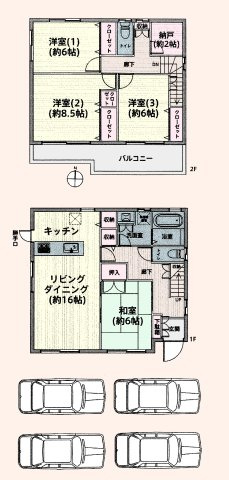 【間取り】 | 加須市東栄２丁目　中古戸建 | 居室は全て6帖以上。収納スペースの多さにも注目！