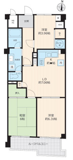 【間取り】 | サンビューハイツ清瀬　最上階3DK！