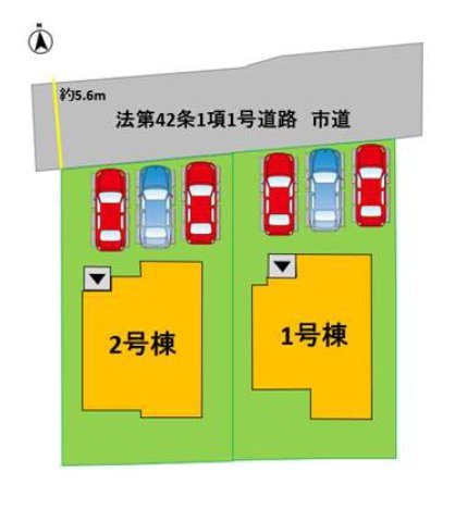 熊本市南区富合町大町第3-2棟（1号棟）　の区画図|配置図（1号棟）
