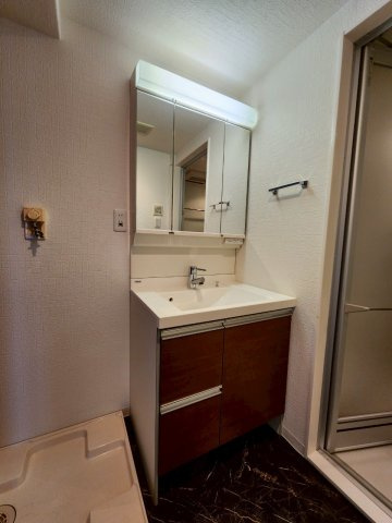 エグゼK&KⅡの洗面所|鏡の裏に収納を備えた独立洗面台