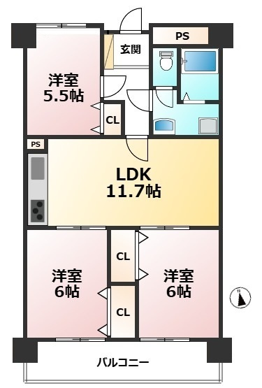 【間取り】 | アメニティ徳力1