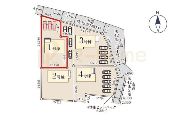 第1常総市向石下　新築戸建て　1号棟の区画図|大きなお買い物だからこそ、メリット・デメリットを伝えさせて頂きます。
R-homeにお任せください♪