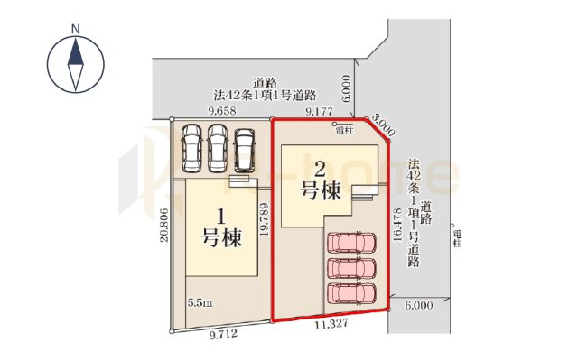 第1八千代町菅谷　新築戸建て　2号棟の区画図|大きなお買い物だからこそ、メリット・デメリットを伝えさせて頂きます。
R-homeにお任せください♪