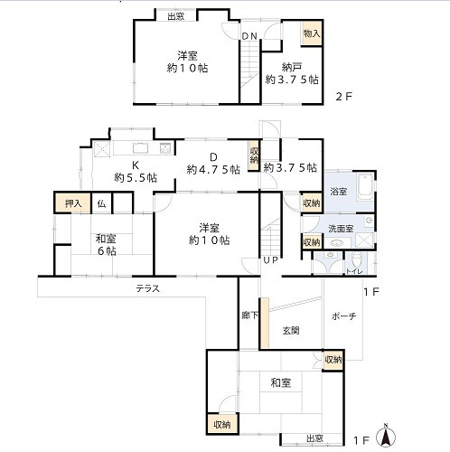 部屋数が魅力的な4DK＋納戸！
各居室は全て６帖以上！