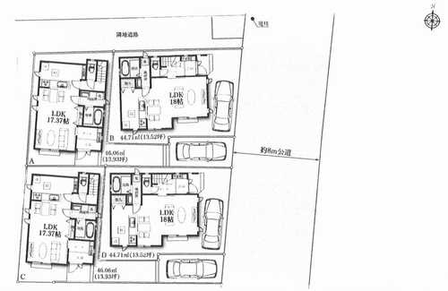 平塚市龍城ケ丘　新築戸建全4棟　D号棟の区画図
