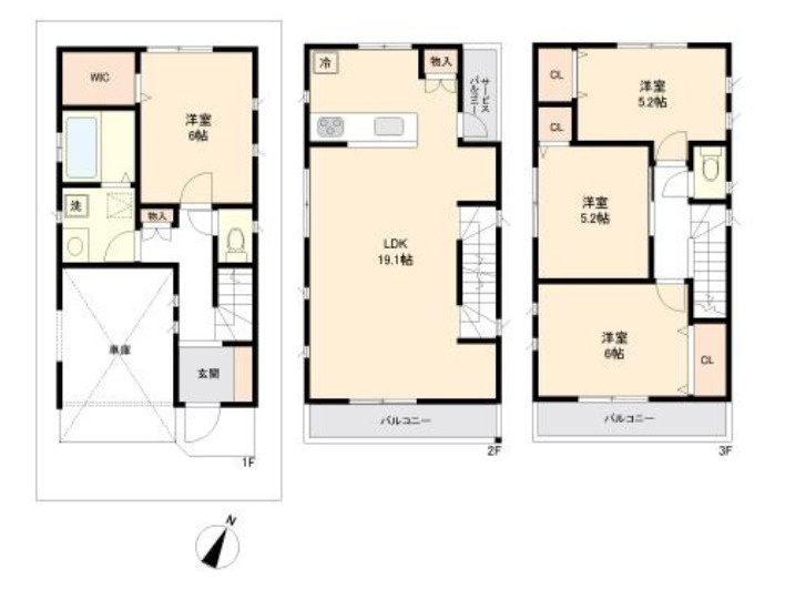 横浜市鶴見区上末吉5丁目 中古戸建て【仲介手数料無料】の間取り