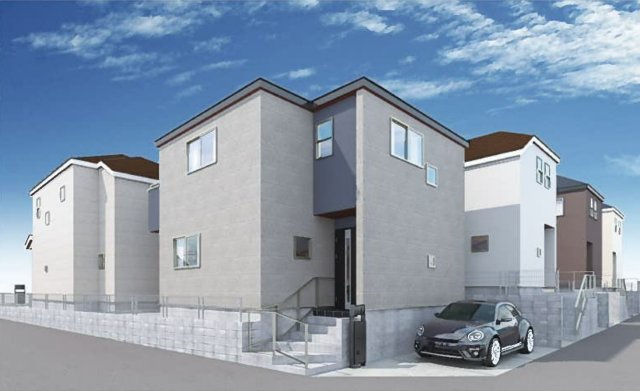 横浜市南区別所中里台 新築戸建て【仲介手数料無料】の外観パース