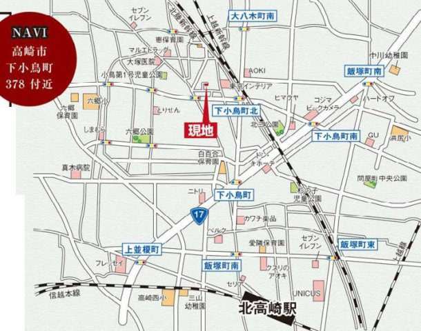 高崎市下小鳥町2期　３号棟(全４棟)　グラファーレ　新築建売分譲の地図