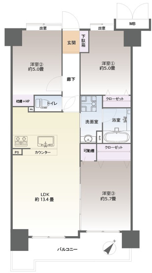 【間取り】 | アムール東那珂☆仲介手数料無料☆