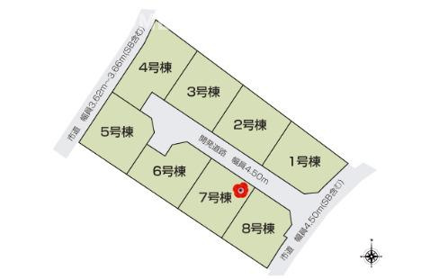 旭区上川井町　新築戸建の区画図|区画図です