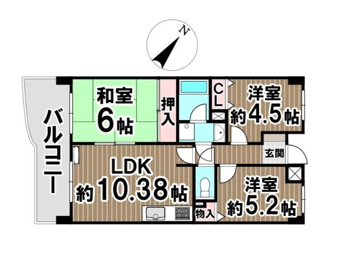 《オーナーチェンジ》スワンマンション東箱崎の間取り|《オーナーチェンジ》３LDKの間取り図です！